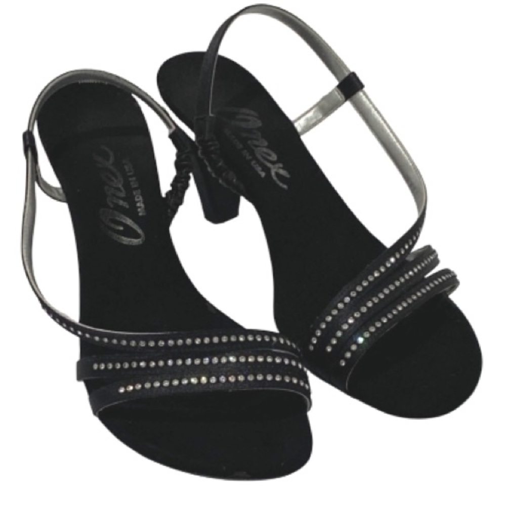 Onex Black and Silver Heeled Sandals